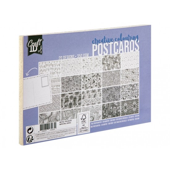 Radošais komplekts - apsveikuma kartiņas Grafix Cardmaking Set Colouring Book Postcards 20 sheets, 350 gsm, 2 ass CR1183/GE