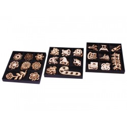 Koka dekoru komplekts Grafix Wooden Shapes 24 pcs in wooden box 3 ass CR0275