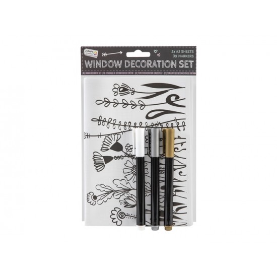 Logu dekorēšanas komplekts Grafix Window Marker Set, 3 markers, 3 templates A3 CR0976/GE