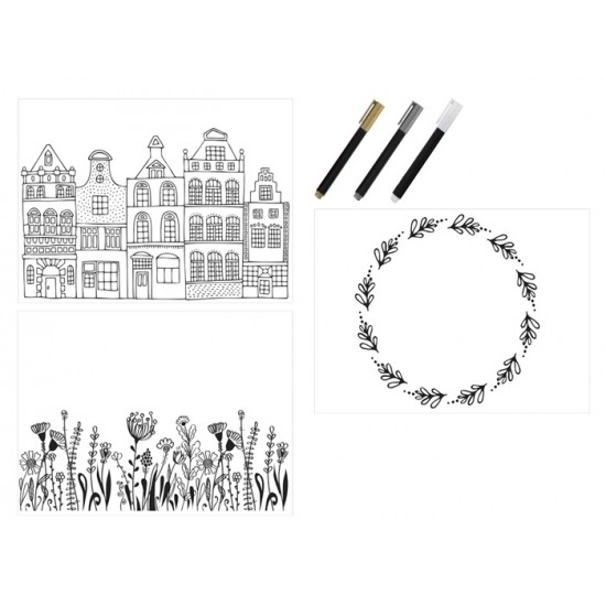 Logu dekorēšanas komplekts Grafix Window Marker Set, 3 markers, 3 templates A3 CR0976/GE