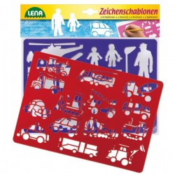Zīmēšanas trafareti Lena Stencil Set Vehicles and People 65773