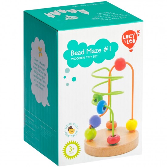Koka attīstoša rotaļlieta aktīvā cilpa labirints ar lodītēm Lucy&Leo Bead Maze #1 LL113