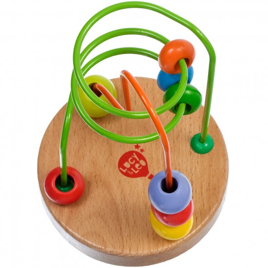 Koka attīstoša rotaļlieta aktīvā cilpa labirints ar lodītēm Lucy&Leo Bead Maze #1 LL113