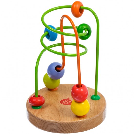 Koka attīstoša rotaļlieta aktīvā cilpa labirints ar lodītēm Lucy&Leo Bead Maze #1 LL113