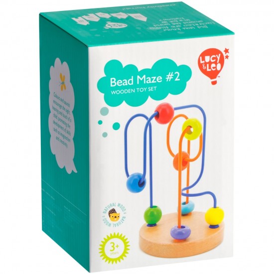Koka attīstoša rotaļlieta aktīvā cilpa labirints ar lodītēm Lucy&Leo Bead Maze #2 LL114