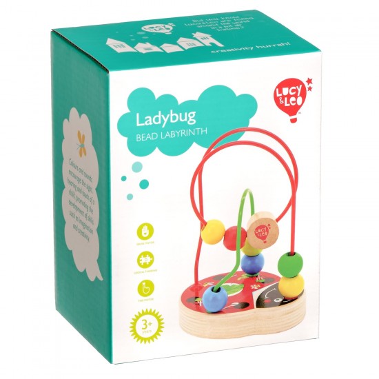 Koka attīstoša rotaļlieta aktīvā cilpa labirints ar lodītēm "Mārīte" Lucy&Leo Ladybug Bead Maze LL147