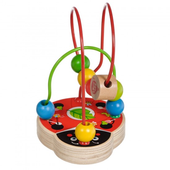 Koka attīstoša rotaļlieta aktīvā cilpa labirints ar lodītēm "Mārīte" Lucy&Leo Ladybug Bead Maze LL147