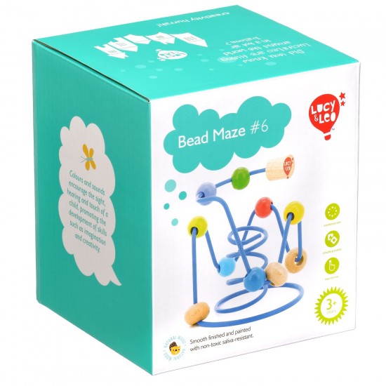 Koka attīstoša rotaļlieta aktīvā cilpa labirints ar lodītēm Lucy&Leo Bead Maze #6 LL151