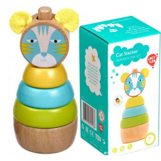 Koka attīstoša rotaļlieta piramīda Lucy&Leo Pyramid Cat/Tiger LL153 