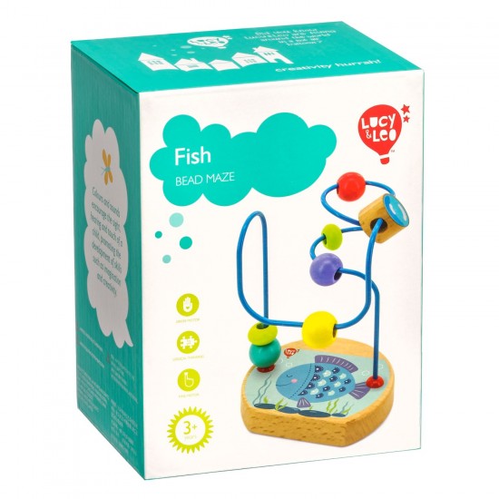 Koka attīstoša rotaļlieta aktīvā cilpa labirints ar lodītēm "Zivs" Lucy&Leo Fish Bead Maze LL171