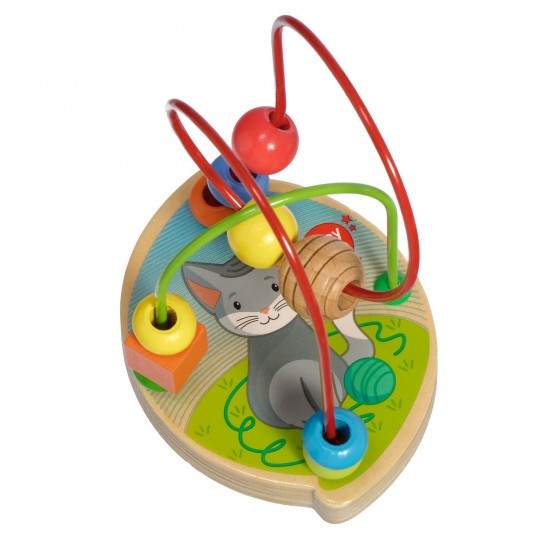 Koka attīstoša rotaļlieta aktīvā cilpa labirints ar lodītēm Lucy&Leo Cat Bead Maze LL172