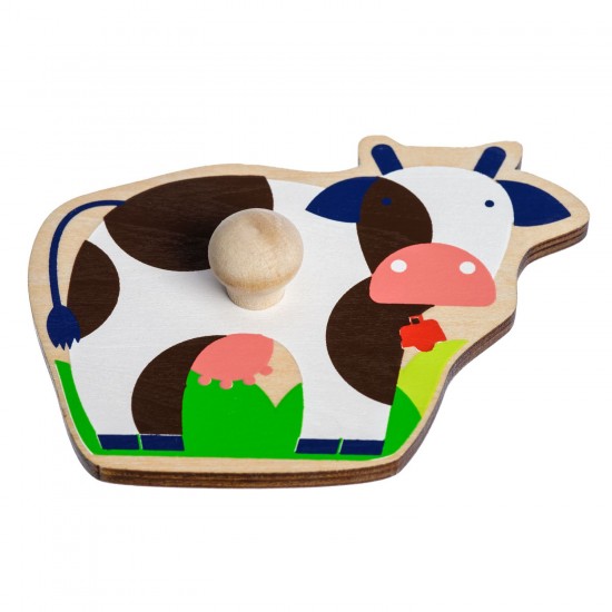 Koka attīstoša spēle - slāņu puzle "Dzīvnieciņi fermā" Lucy&Leo Farm Animals Peg Puzzle LL189