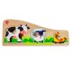 Koka attīstoša spēle - slāņu puzle "Dzīvnieciņi fermā" Lucy&Leo Farm Animals Peg Puzzle LL189