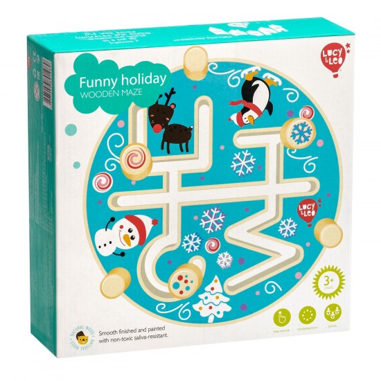 Koka rotaļlieta - labirints “Jautras brīvdienas” Lucy&Leo Funny Holiday Maze Wooden Set LL199