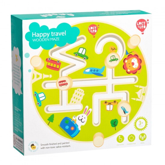 Koka rotaļlieta - labirints “Laimīgs ceļojums” Lucy&Leo Happy Trip Maze Wooden Set LL200