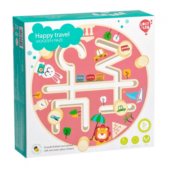 Koka rotaļlieta - labirints “Laimīgs ceļojums” Lucy&Leo Happy Trip Maze Wooden Set LL200