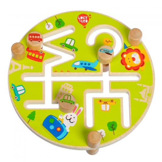 Koka rotaļlieta - labirints “Laimīgs ceļojums” Lucy&Leo Happy Trip Maze Wooden Set LL200