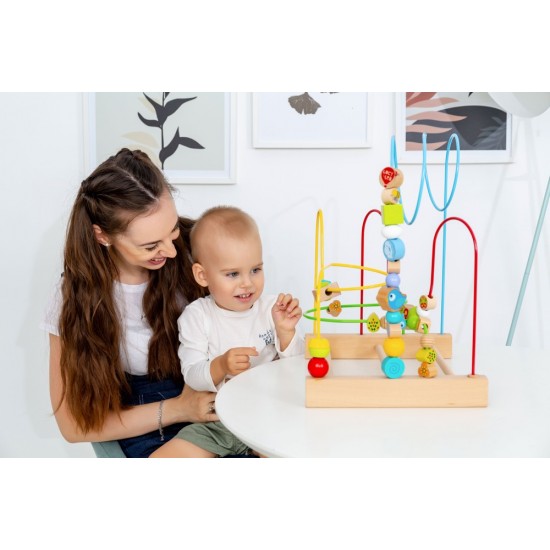 Koka attīstoša rotaļlieta aktīvā cilpa labirints ar lodītēm Lucy&Leo Big Maze #1 LL203