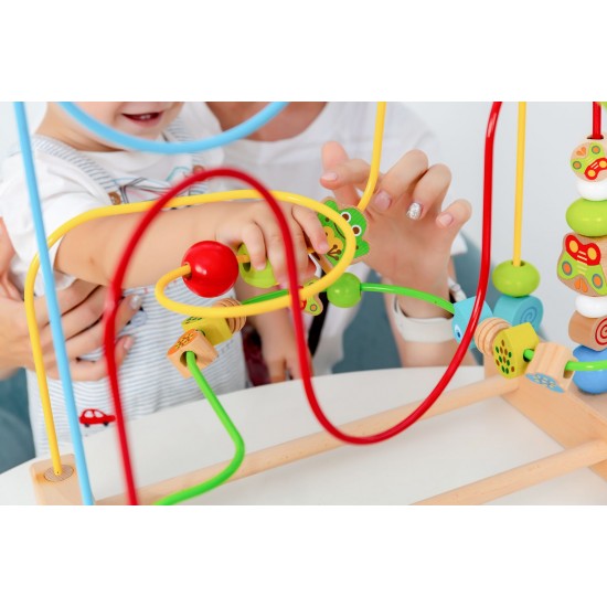 Koka attīstoša rotaļlieta aktīvā cilpa labirints ar lodītēm Lucy&Leo Big Maze #1 LL203