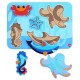 Koka attīstoša spēle - puzle Lucy&Leo Ocean and Sea Animals Wooden Peg Puzzle LL227