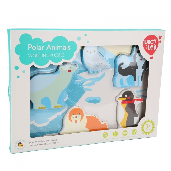 Koka attīstoša spēle - puzle Lucy&Leo Polar Animals Wooden Peg Puzzle LL228