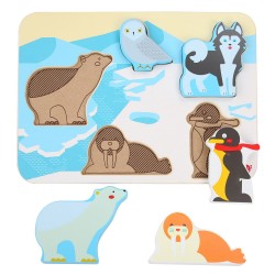 Koka attīstoša spēle - puzle Lucy&Leo Polar Animals Wooden Peg Puzzle LL228