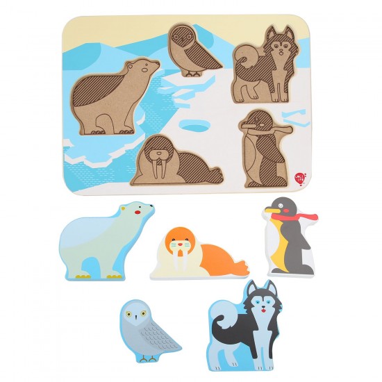 Koka attīstoša spēle - puzle Lucy&Leo Polar Animals Wooden Peg Puzzle LL228