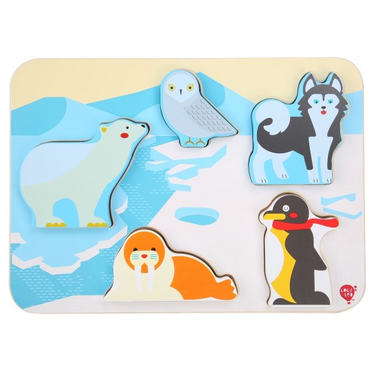Koka attīstoša spēle - puzle Lucy&Leo Polar Animals Wooden Peg Puzzle LL228