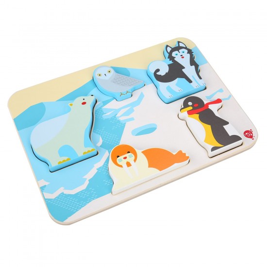 Koka attīstoša spēle - puzle Lucy&Leo Polar Animals Wooden Peg Puzzle LL228