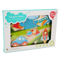 Koka attīstoša spēle - puzle Lucy&Leo Vehicles Wooden Peg Puzzle LL229