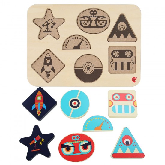 Koka attīstoša spēle - puzle Lucy&Leo Geometric Figures Wooden Peg Puzzle LL230