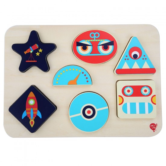 Koka attīstoša spēle - puzle Lucy&Leo Geometric Figures Wooden Peg Puzzle LL230