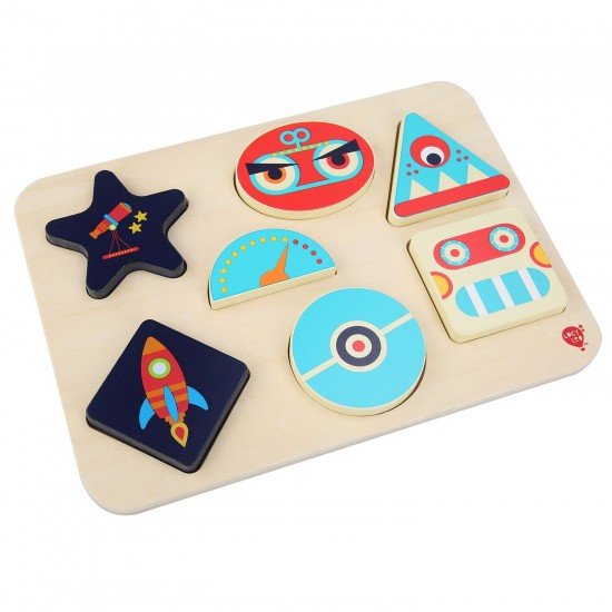 Koka attīstoša spēle - puzle Lucy&Leo Geometric Figures Wooden Peg Puzzle LL230