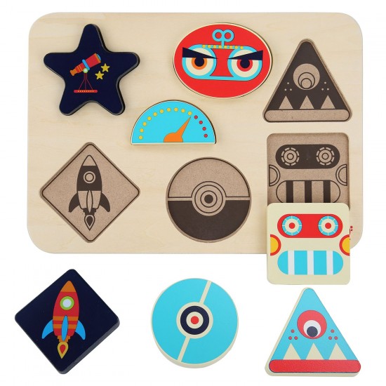 Koka attīstoša spēle - puzle Lucy&Leo Geometric Figures Wooden Peg Puzzle LL230