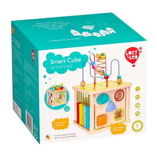 Koka attīstoša rotaļlieta kubs motorika Lucy&Leo Big Activity Cube "Smart" LL248