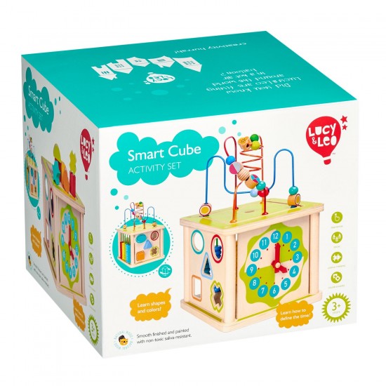 Koka attīstoša rotaļlieta kubs motorika Lucy&Leo Big Activity Cube "Smart" LL248