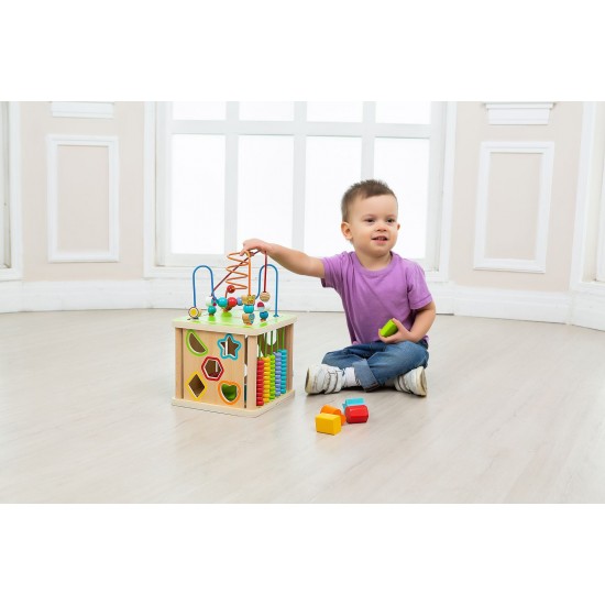 Koka attīstoša rotaļlieta kubs motorika Lucy&Leo Big Activity Cube "Smart" LL248