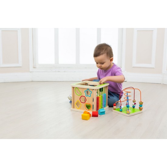 Koka attīstoša rotaļlieta kubs motorika Lucy&Leo Big Activity Cube "Smart" LL248