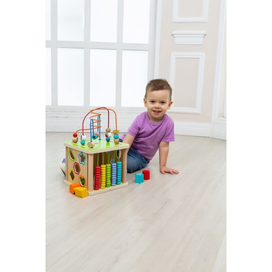 Koka attīstoša rotaļlieta kubs motorika Lucy&Leo Big Activity Cube "Smart" LL248