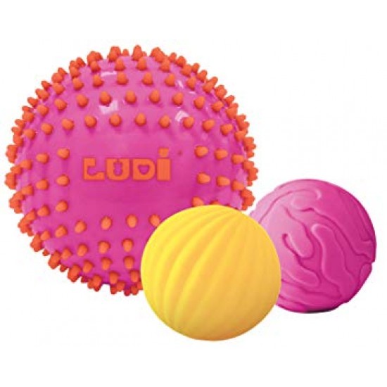Masāžas bumbas komplekts (3 gab.) Ludi PACK OF 3 PINK SENSORY BALLS 30022