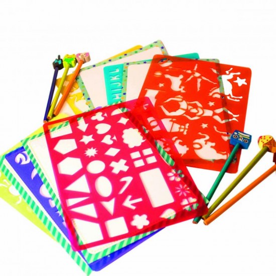 Zīmēšanas trafareti Meadow Kids Stencils and Pencils Blue MK259