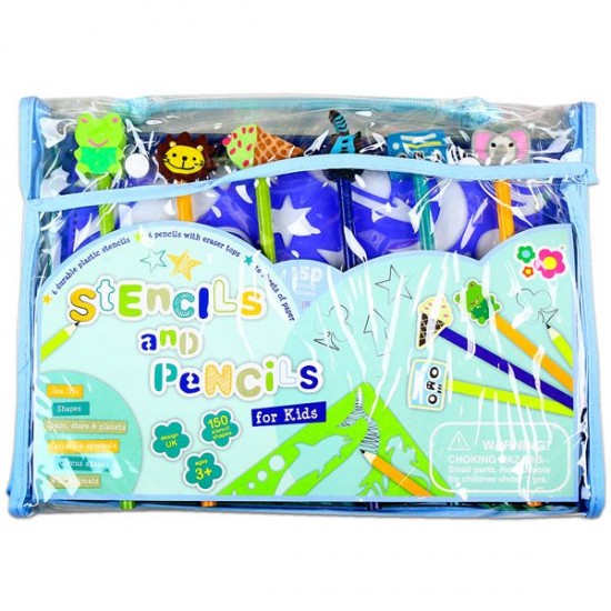 Zīmēšanas trafareti Meadow Kids Stencils and Pencils Blue MK259