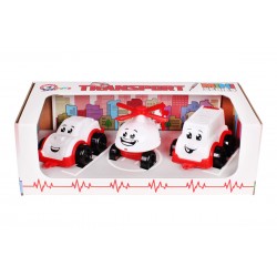 Automašīnas 3 gab. transports mini ātrās palīdzības komplekts Teh Toy Set machines 26.4*12.2*9 cm 5811