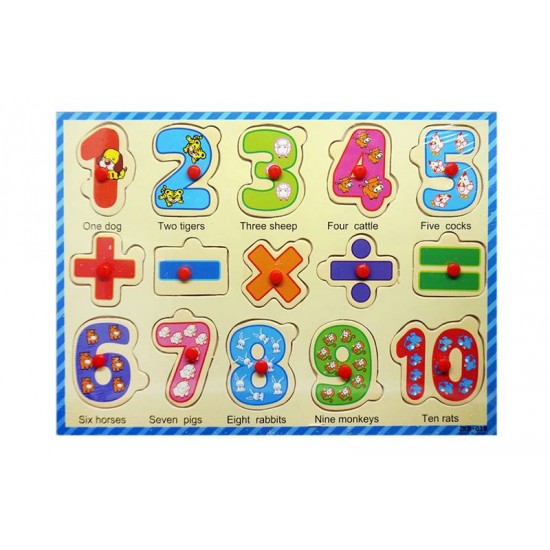 Koka attīstoša puzle Wooden Puzzle Numbers ZKB-018