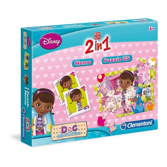 Atmiņu spēle un puzle Clementoni 2-in-1 "Doc McStuffins" Education Kit (Memo+Puzzle) 13465