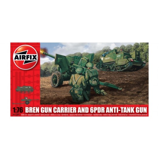 Airfix A01309 Bren Gun Carrier & 6pdr Anti Tank Gun 1:76 Scale Series 1 Plastic Model Kit