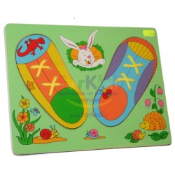 Koka attīstoša veramā rotaļlieta kurpes Puzzle With Lace P4381